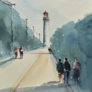 watercolour painting of split point lighthouse, victoria