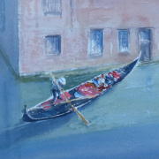 watercolour painting of venice gondola